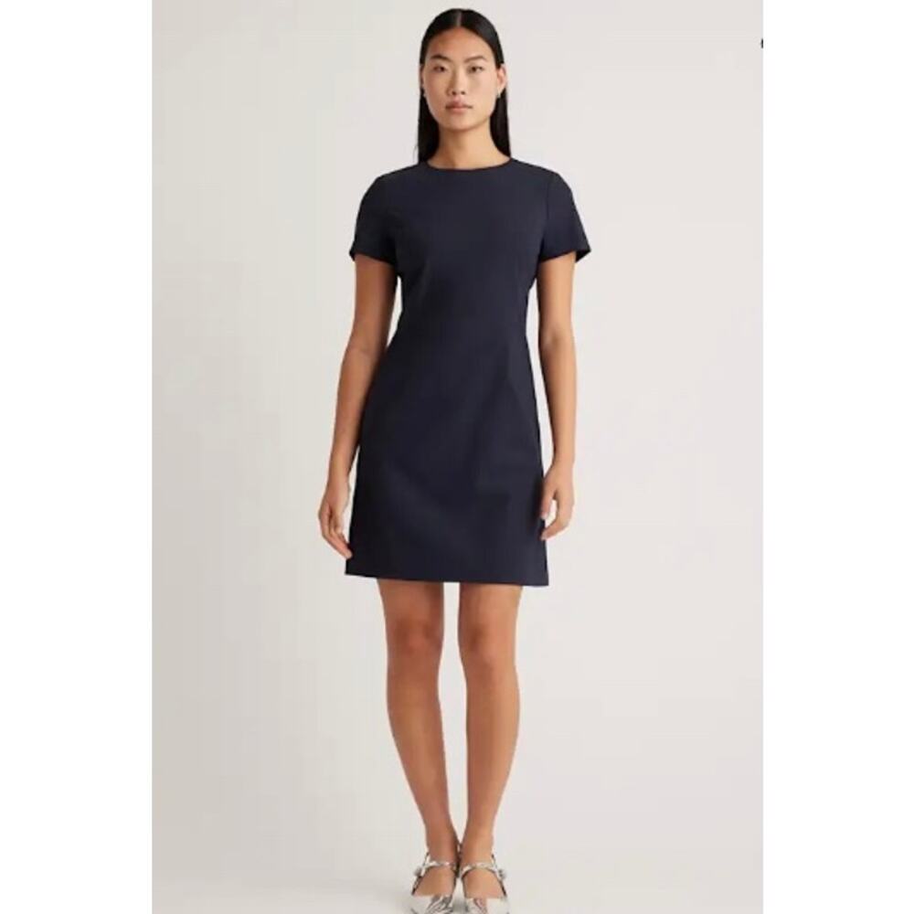 New! Quince Women's Italian Wool Short Sleeve Dress Black Size 12 #110